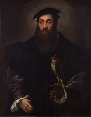 Portrait of a gentleman with a falcon, circa 1548-circa 1550 by Nicolò dell'Abate