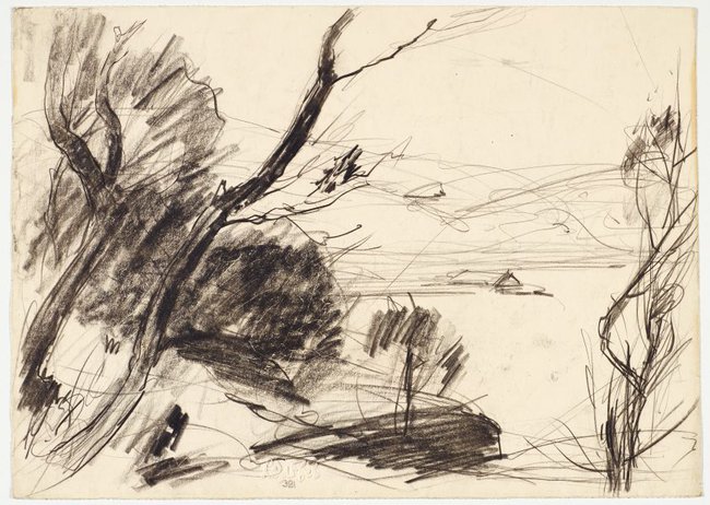 AGNSW collection Lloyd Rees recto: Trees and river
verso: Two studies of the river