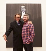 Nigel Milsom (right) with Charles Waterstreet, the subject of his 2015 Archibald Prize winning portrait